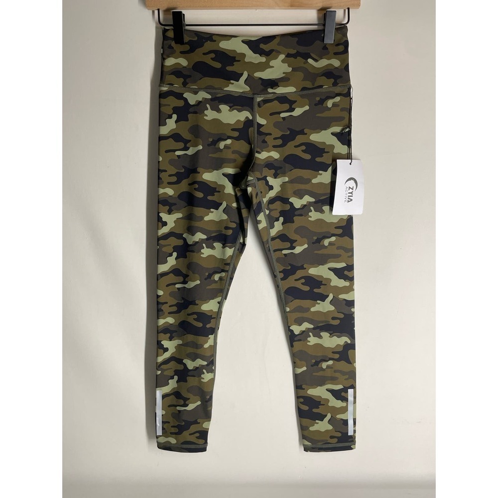 Zyia Light Green Camo Reflective Soft n Snug Mid Rise 7/8 Leggings 24" Size 4